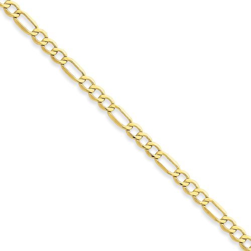 IcedTime 10K YELLOW Gold SOLID FIGARO Chain - 24 inch Long 3.5MM Wide