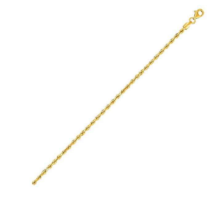 PriceRock 10K Solid Yellow Gold Diamond Cut Rope Chain Necklace 2.5mm thick 22 Inches
