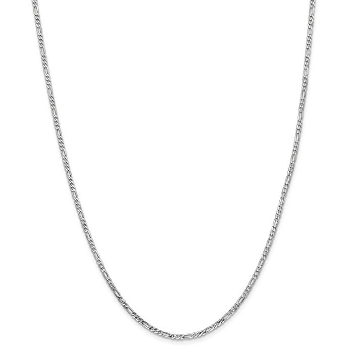 14k Gold White Gold 2.4mm Flat Figaro Chain Necklace 20 Inches