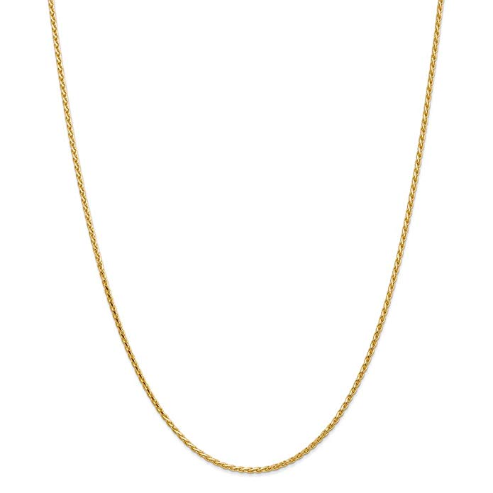 PriceRock 14k Gold 1.9mm Round D/C Wheat Chain Necklace 20 Inches