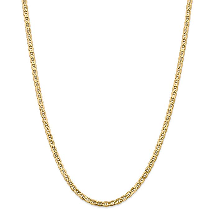 PriceRock 14k Gold 4.1mm Semi-Solid Anchor Chain Necklace 18 Inches