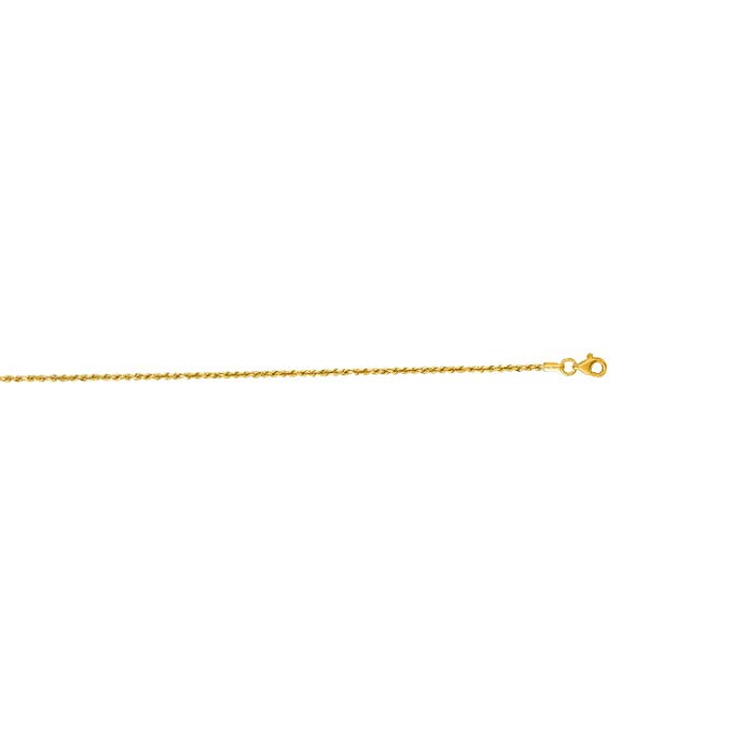 10K Yellow Gold 1.50mm Shiny Solid Diamond Cut Royal Rope Chain with Lobster Clasp