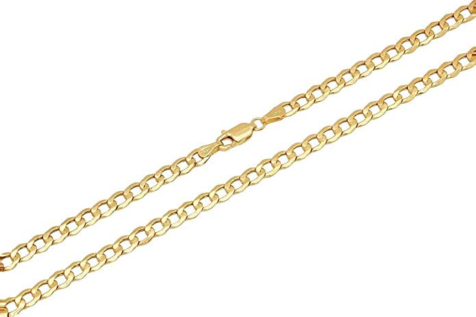 14K Yellow Gold 4mm Cuban Curb Link Chain Necklace Lobster Clasp