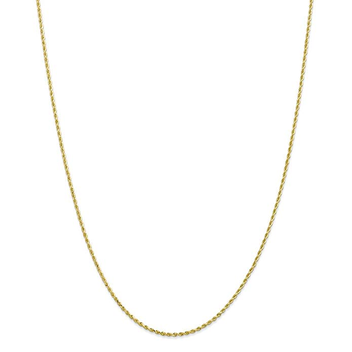 PriceRock 10k Gold 1.75mm Handmade Diamond-cut Rope Chain Necklace 30 Inches