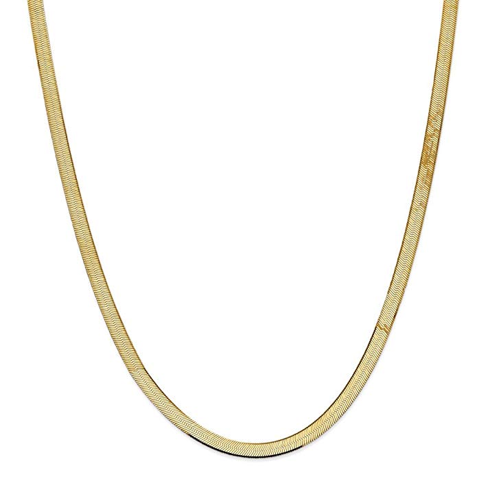 PriceRock 14k Gold 5.5mm Silky Herringbone Chain Necklace 20 Inches