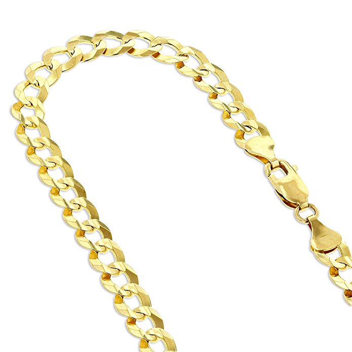IcedTime Solid 10K Yellow Gold Italy Cuban Curb Chain 5.5mm Wide Necklace or Link Bracelet with Lobster Clasp