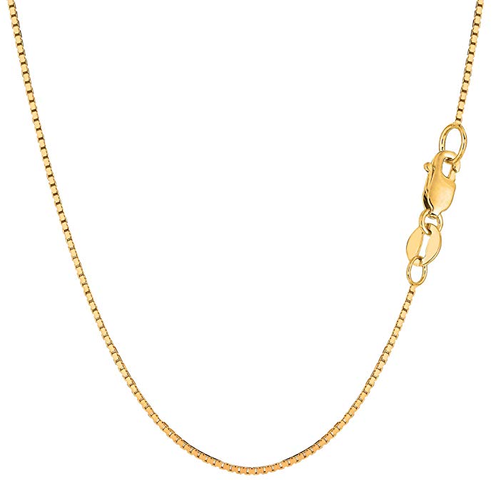 14k Yellow Gold Classic Mirror Box Chain Necklace, 1.0mm