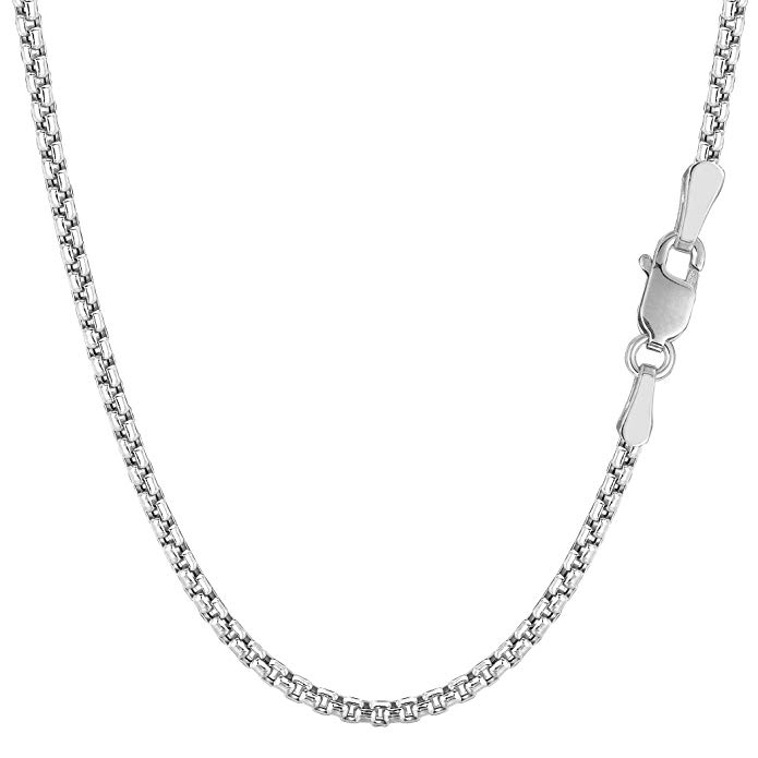 14k Yellow Gold Round Box Chain Necklace, 2.1mm