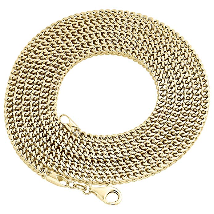 10K Yellow Gold 3.0mm Hollow Franco Box Link Chain Necklace Lobster Clasp