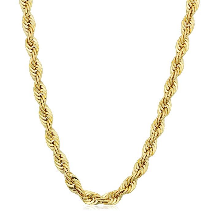 14K Yellow Gold filled Solid Rope Chain Necklace, 4.5mm Wide