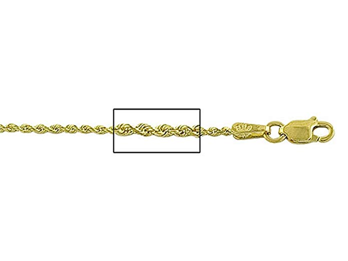 Finejewelers 14k Yellow Gold bright-cut Rope Chain Necklace 1.25mm 24 inches Lobster Lock