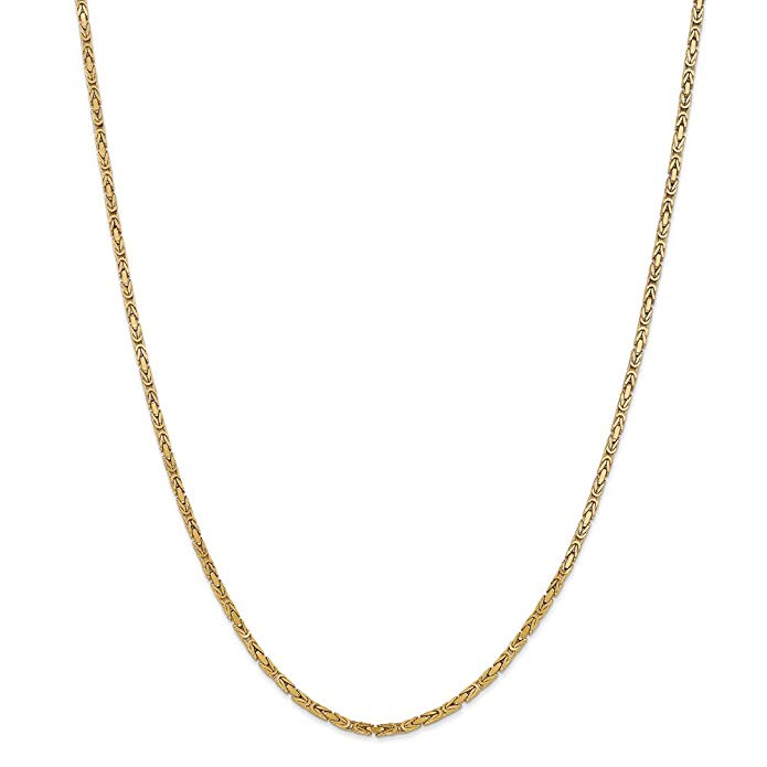 PriceRock 14k Gold 2mm Byzantine Chain Necklace 30 Inches