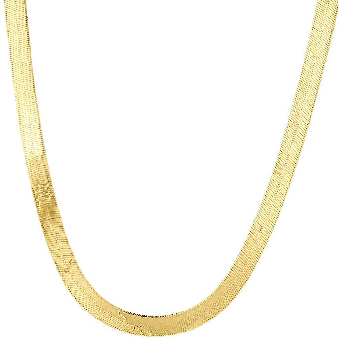 10K Yellow Gold 4.75mm Silky Herringbone Chain Necklace Lobster Clasp ...
